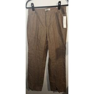 Coldwater Creek Natural Stripe Linen Pants Tan Pinstripe Bootcut Misses 8 NWT